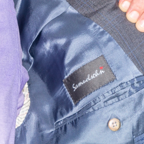 Samuelsohn 2 Button Suit - 2 PC (grey/blue pane) - Picture 5 of 6